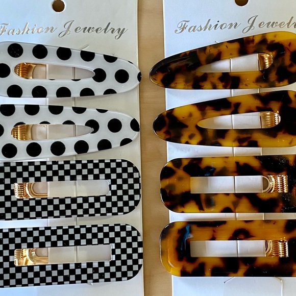Hair Clips Leopard/ Tortoise, Polka Dot, Checkered - Picture 2 of 3
